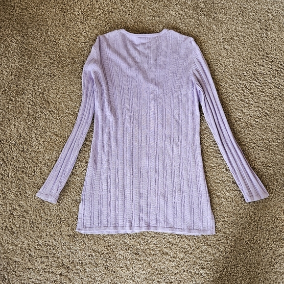 Caslon Lavender Ribbed Cardigan with 1 Button Enclosure, Size XS - Picture 7 of 8